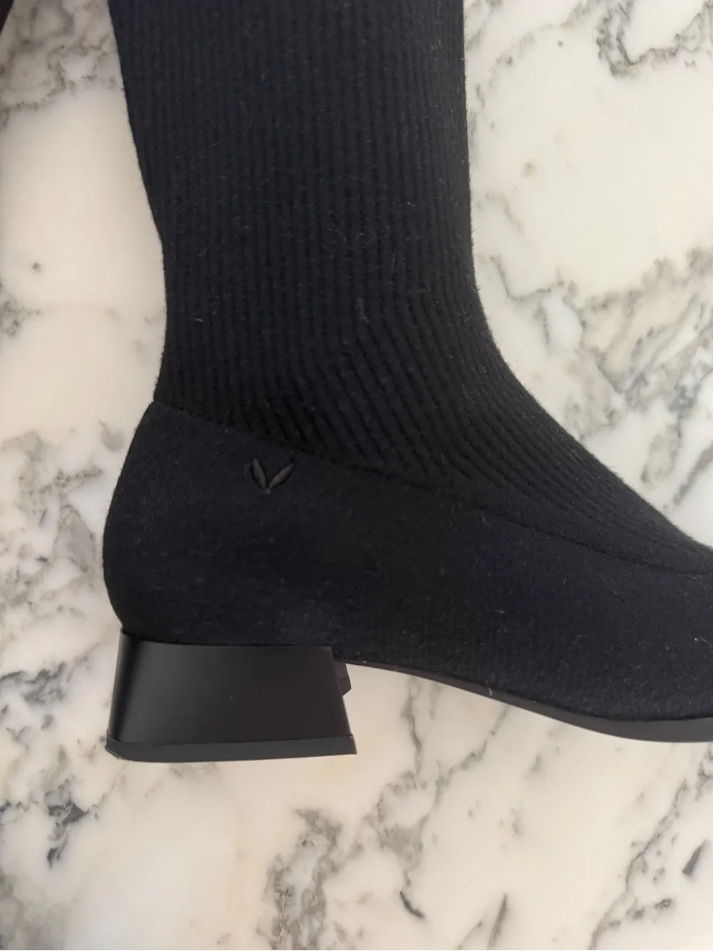 VIVAIA knit Black high Stretch Boot with Low Block Heel